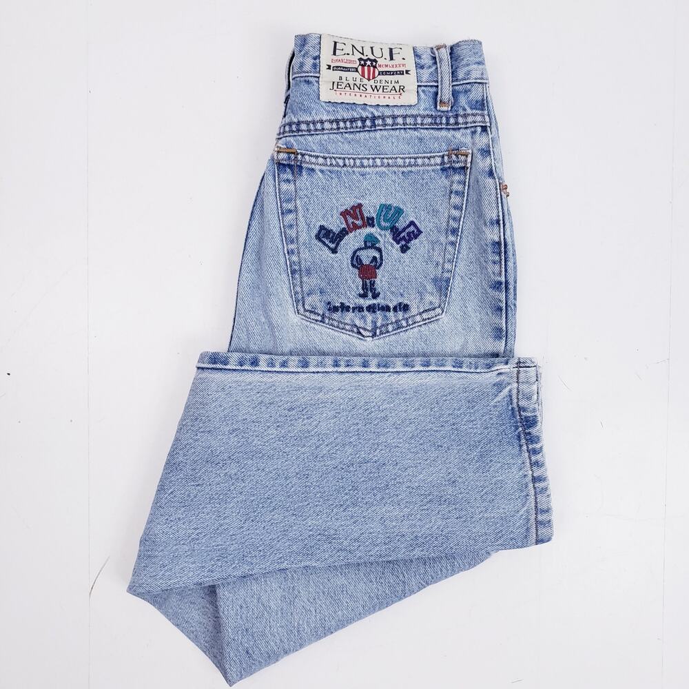 Vintage 90s Y2K  E.N.U.F. International Denim Light Wash Skinny Jeans Vtg Jr 7/8